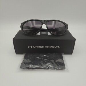 Under Armour Intensity Women's Shiny Black Grey Oval Sunglasses 1732216-002 New
